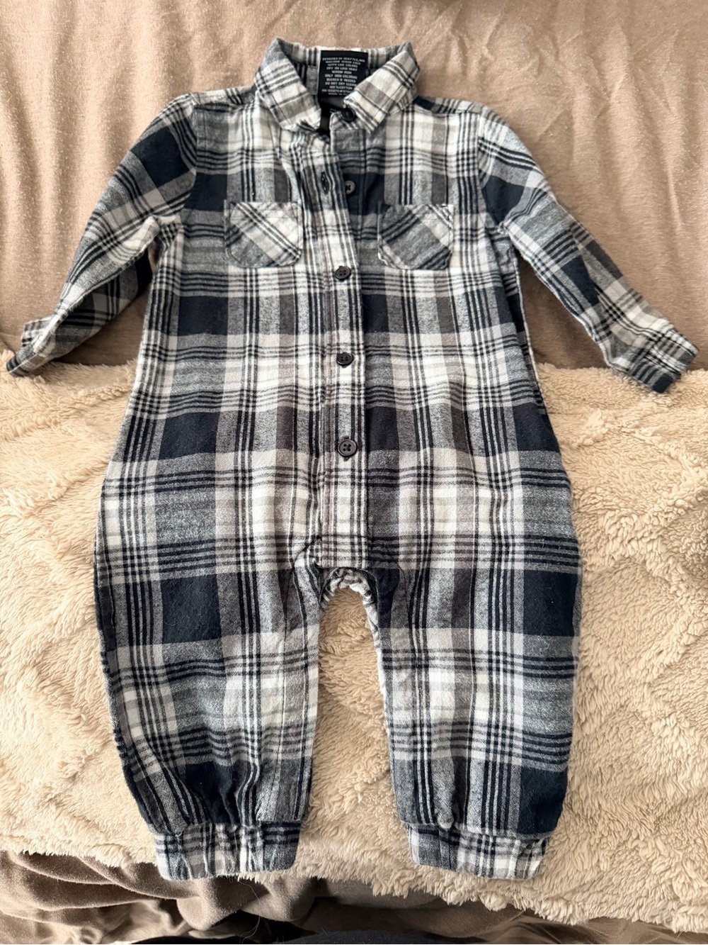 Little Bipsy Plaid Black & White Infant One-Piece